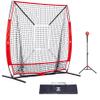 ZELUS Baseball Net Kit with Tee and Strike Zone, 5x5ft Softball Training Equipment for Hitting & Pitching, Portable Indoor Outdoor Batting Practice Net with Storage Bag and Baseball view 1