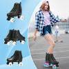 Gets Women's High-Top PU Leather Roller Skates - Four-Wheel Shiny Skates for Girls Unisex(Black Flash Wheel,US: 10) view 3