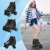 Gets Women's High-Top PU Leather Roller Skates - Four-Wheel Shiny Skates for Girls Unisex(Black Black Wheel,US: 9.5) view 3