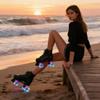 Gets Women's High-Top PU Leather Roller Skates - Four-Wheel Shiny Skates for Girls Unisex(Black Flash Wheel, US: 6) view 4