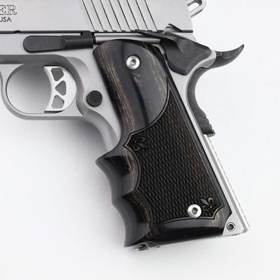 Altamont 1911 Grips - Fingergroove - Full Size 1911 Real Wood Gun Grips w. Ambi Safety fits Most Commander, Standard & Government 1911 Models - Made in USA - Silverblack - Checkered
