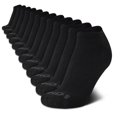 AND1 Mens Low Cut Socks - 12 Pack Performance Stretch Athletic Compression Sock for Men - Sports No Show Socks (6-12.5), Size 6-12.5, Black