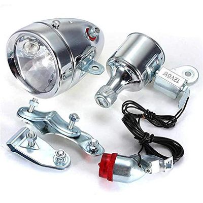 Bicycle Motorized Bike Friction generator Dynamo Headlight Tail Light 12V 6W