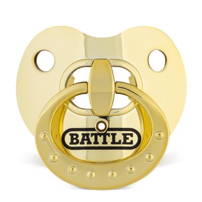 Battle Sports Binky Oxygen Football Mouthguard - Detachable Strap, Maximum Breathability, Works with Braces & No Boiling Required - Chrome Gold