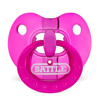 Battle Sports Binky Oxygen Football Mouthguard - Detachable Strap, Maximum Breathability, Works with Braces & No Boiling Required - Chrome Pink