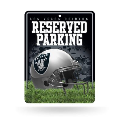 Rico Industries NFL Las Vegas Raiders 8.5-Inch by 11-Inch Metal Parking Sign Decor, Black, 8.5 x 11-inches