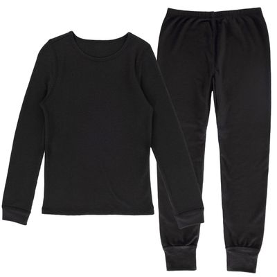 Fruit of The Loom Premium Boy's Thermal Waffle Set, Black, 14-16