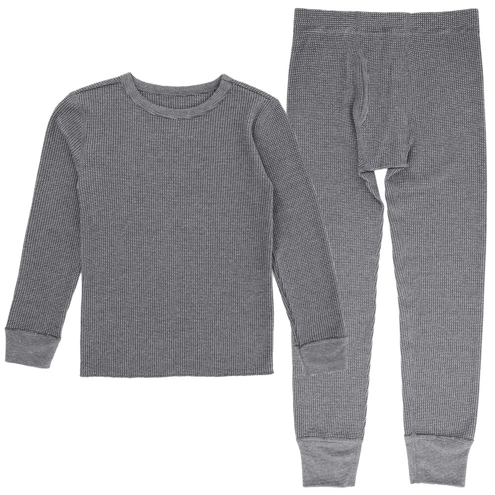 Fruit of The Loom Premium Boy's Thermal Waffle Set, Heather Greystone, 14-16