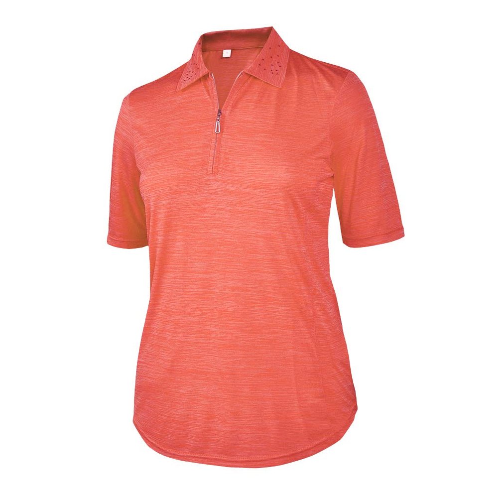 Monterey Club Women's Melange Jersey Performance Sport Top #2390 (Salmon Pink, Small)