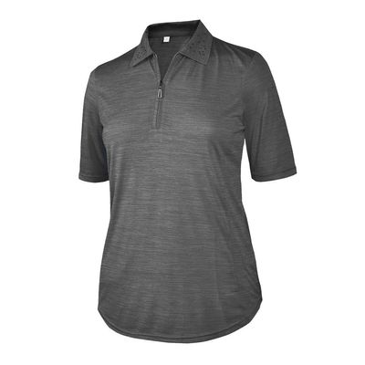 Monterey Club Women's Melange Jersey Performance Sport Top #2390 (Gray, Small)