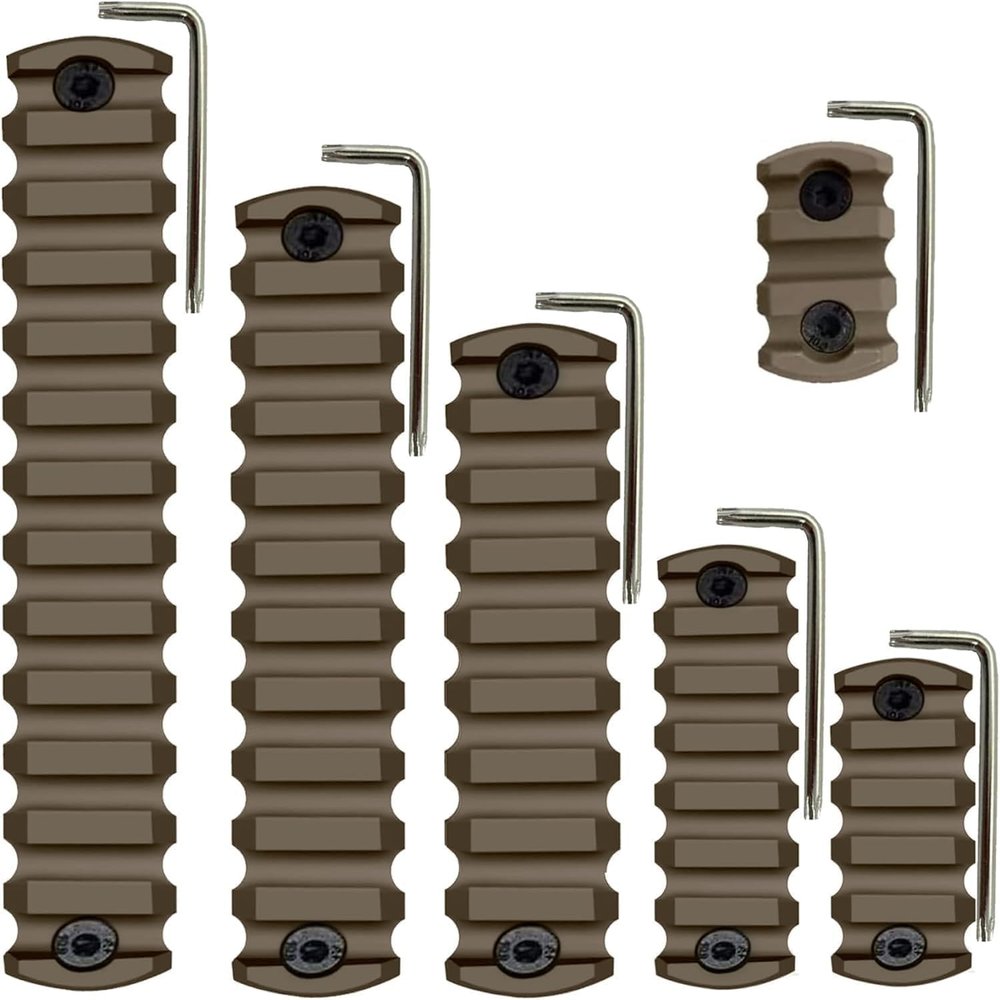 Gotical 6-Pack Rail Sections Kit Fits M-Lok Rail Mount System 3-Slot, 5-Slot, 7-Slot, 9-Slot, 11-Slot, 13-Slots Weaver Segment Mount for Hunting Lightweight Single Accessories Tan Printed Standard