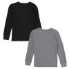 Fruit of the Loom Boys Premium 2-Pack Thermal Waffle Crew Top, Black/Heather Greystone, 4-5 view 1