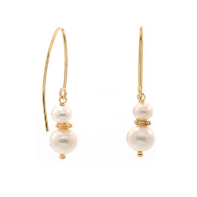 14k Gold-Filled Marquise-Shaped Earrings made with 4mm and 6mm Cultured Freshwater Pearl Drops (4.5-5mm)