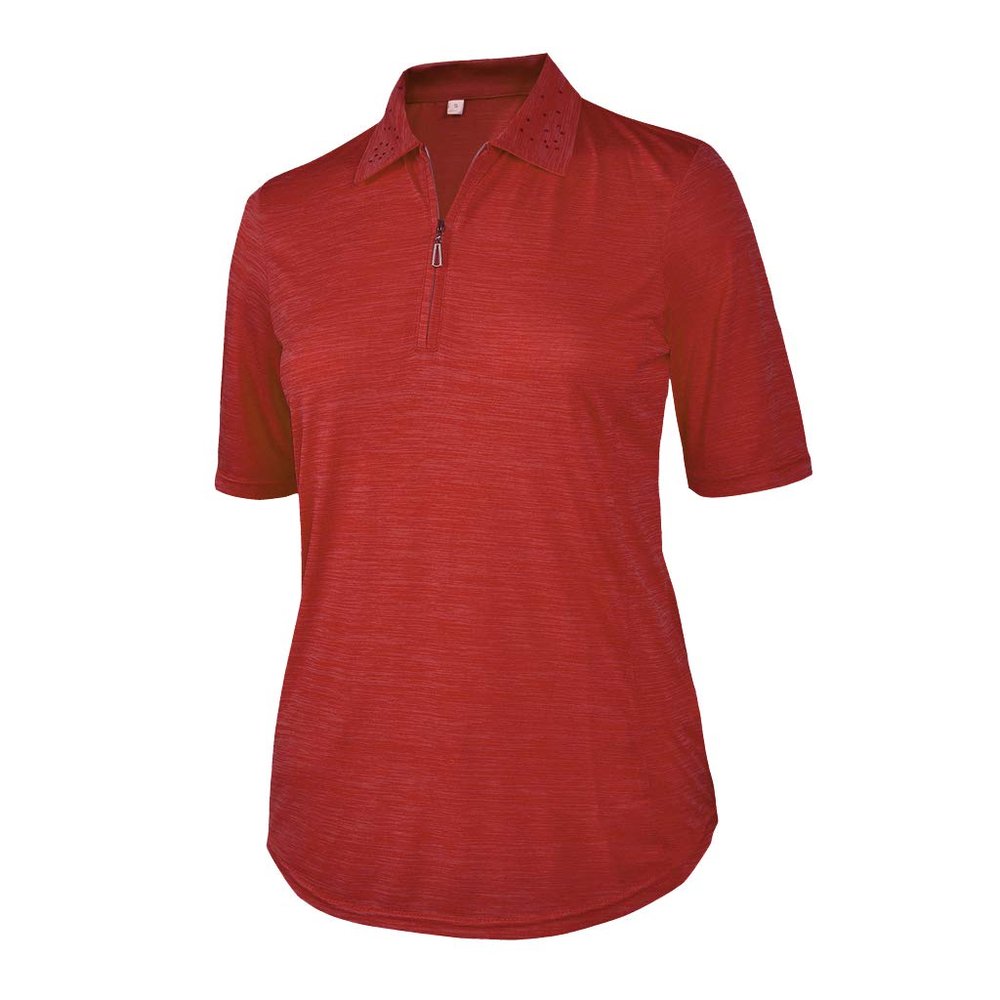 Monterey Club Women's Melange Jersey Performance Sport Top #2390 (Red, Large)