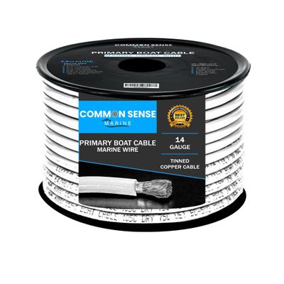 14 Gauge Primary Boat Cable - 60 ft Marine Grade Wire Tinned Oxygen-Free Copper - 14 AWG UL 1426 Standard PVC Wire for Boat, Automotive, Speakers, Camper & Trailers