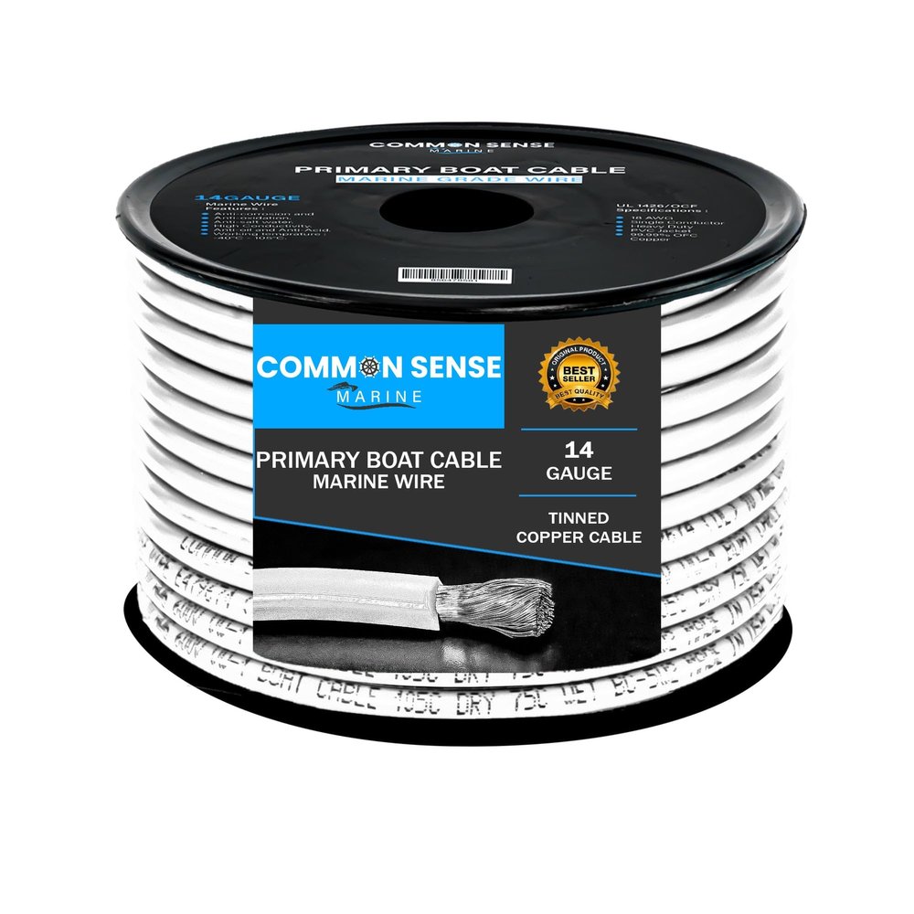 14 Gauge Primary Boat Cable - 60 ft Marine Grade Wire Tinned Oxygen-Free Copper - 14 AWG UL 1426 Standard PVC Wire for Boat, Automotive, Speakers, Camper & Trailers