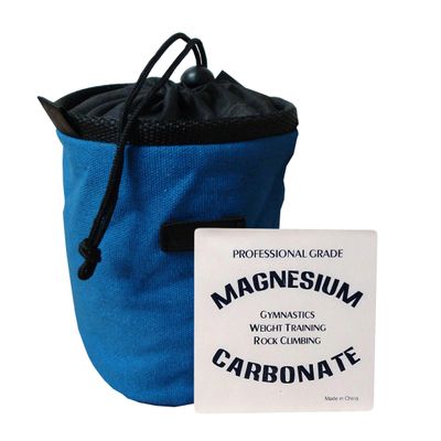 Z ATHLETIC Chalk & Bag Combo for Gymnastics, Climbing, and Weight Lifting (2oz Block, Blue)