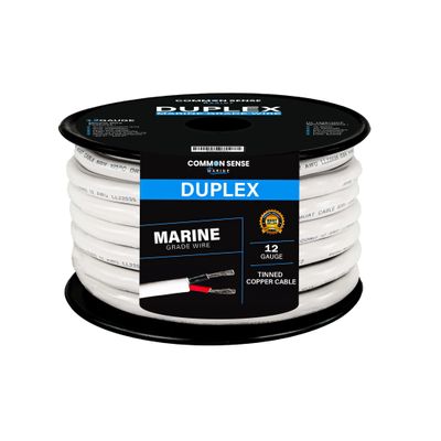 12 Gauge 2 Conductor Marine Wire - 60 ft Duplex Round Marine Grade Wire Tinned Copper Oxygen-Free Insulated - 12/2 AWG UL 1426 Standard PVC Wire for Boat, Automotive, Speakers, Camper & Trailers