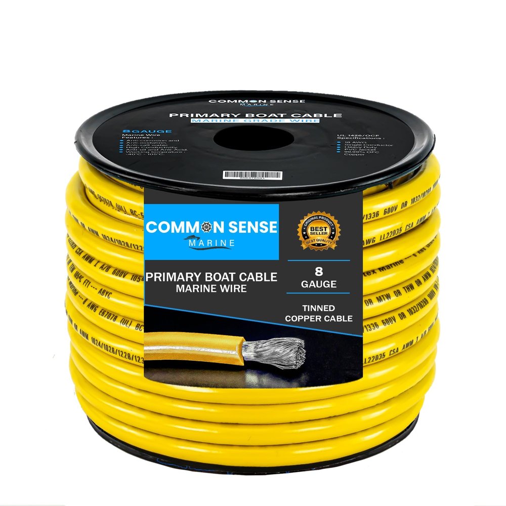 8 Gauge Primary Boat Cable - 60 ft Marine Grade Wire Tinned Oxygen-Free Copper - 8 AWG UL 1426 Standard PVC Wire for Boat, Automotive, Speakers, Camper & Trailers
