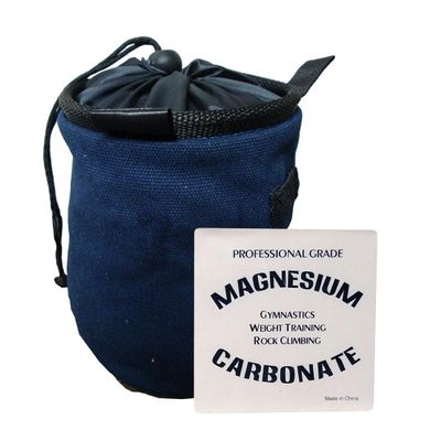 Z ATHLETIC Chalk & Bag Combo for Gymnastics, Climbing, and Weight Lifting (2oz Block, Dark Blue)