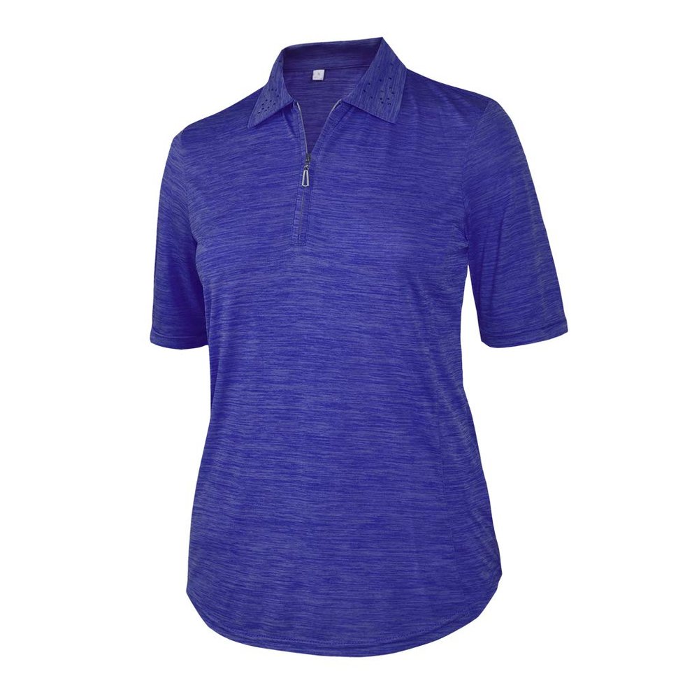 Monterey Club Women's Melange Jersey Performance Sport Top #2390 (Kalvin Blue, Large)