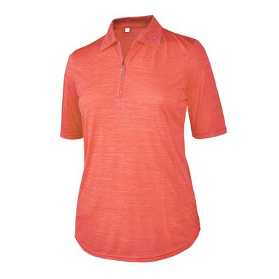 Monterey Club Women's Melange Jersey Performance Sport Top #2390 (Salmon Pink, X-Large)