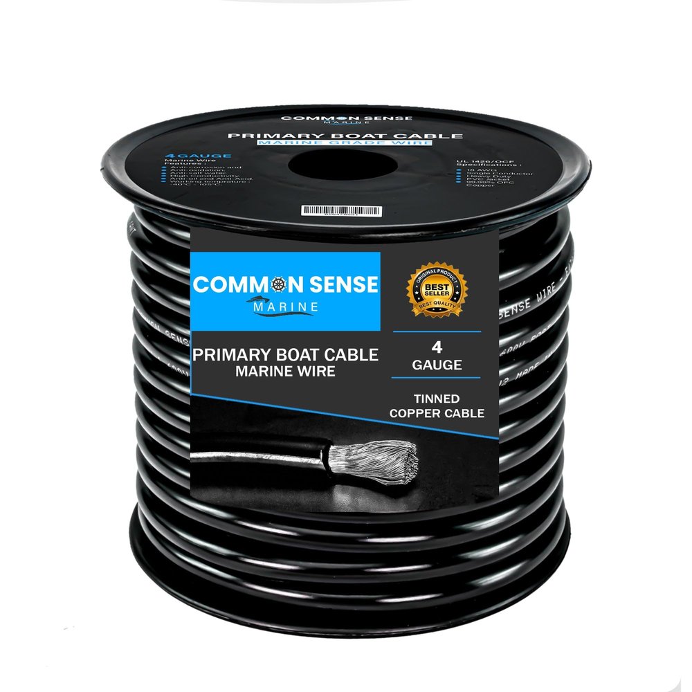 4 Gauge Primary Boat Cable - 60 ft Marine Grade Wire Tinned Oxygen-Free Copper - 4 AWG UL 1426 Standard PVC Wire for Boat, Automotive, Speakers, Camper & Trailers
