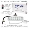 Wave One Marine Dual Color LED Boat Spreader Light Deck Flood Beam Stainless Hardware & Bracket IP68 Waterproof Multicolor Bright High Lumen Output (White Housing, White & Blue) view 2