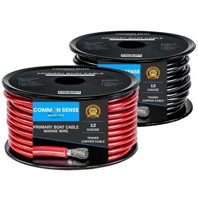 12 Gauge Primary Boat Cable - 60 ft Marine Grade Wire Tinned Oxygen-Free Copper - 12 AWG UL 1426 Standard PVC Wire for Boat, Automotive, Speakers, Camper & Trailers