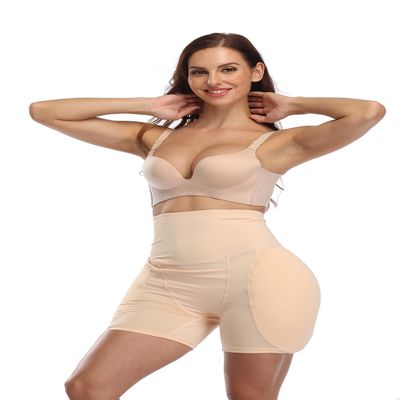 2PS Sponge Padded Women's Underwear HIPS Butt Hip Up Padded Enhancer Hip Pants Suitable for Low Waist Skirt (L, Beige High Waist)