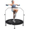 SereneLife 40" Foldable Mini Trampoline - Compact Fitness Trampoline for Kids Adults, Exercise Rebounder with Adjustable Foam Handle, Indoor/Garden Workout Equipment, Max Load 220 lbs, Black view 1