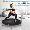 SereneLife 40" Foldable Mini Trampoline - Compact Fitness Trampoline for Kids Adults, Exercise Rebounder with Adjustable Foam Handle, Indoor/Garden Workout Equipment, Max Load 220 lbs, Black view 2