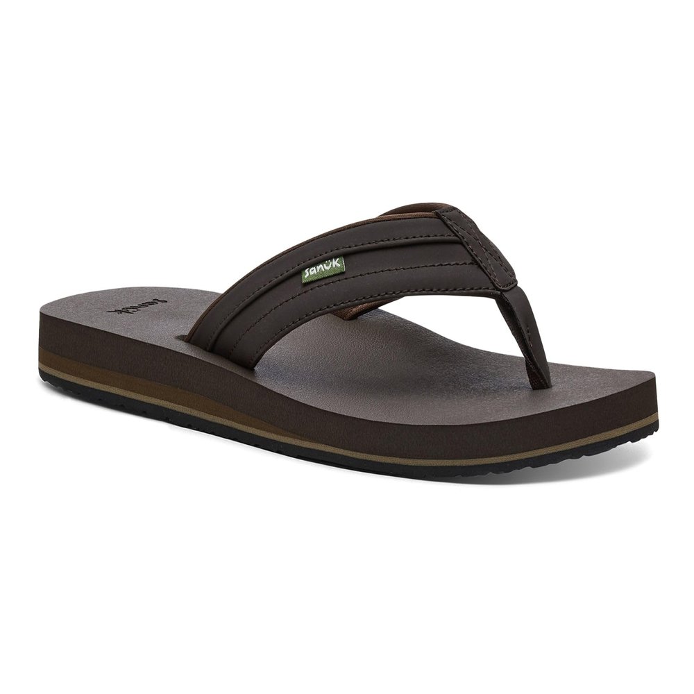 Sanuk Mens Ziggy ST | Flip Flops for Men | Mens Sandals | Beach Sandals | Water Friendly & Lightweight | Comfort Footbed, Black, 11