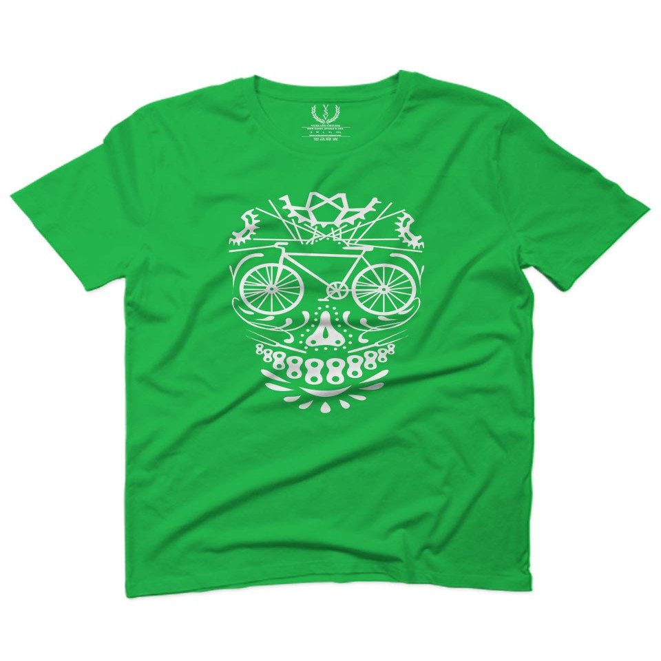0305. Biker Skull Graphic Biking Mountain Bike Bicycle MTB Rider for Men T Shirt (Irish Green 2X-Large)