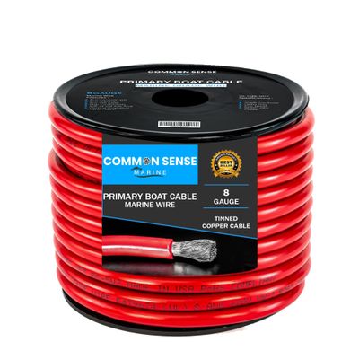 8 Gauge Primary Boat Cable - 60 ft Marine Grade Wire Tinned Oxygen-Free Copper - 8 AWG UL 1426 Standard PVC Wire for Boat, Automotive, Speakers, Camper & Trailers