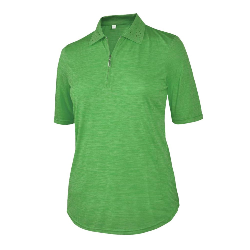 Monterey Club Women's Melange Jersey Performance Sport Top #2390 (Parrot Green, Large)