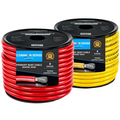 8 Gauge Primary Boat Cable - 60 ft Marine Grade Wire Tinned Oxygen-Free Copper - 8 AWG UL 1426 Standard PVC Wire for Boat, Automotive, Speakers, Camper & Trailers
