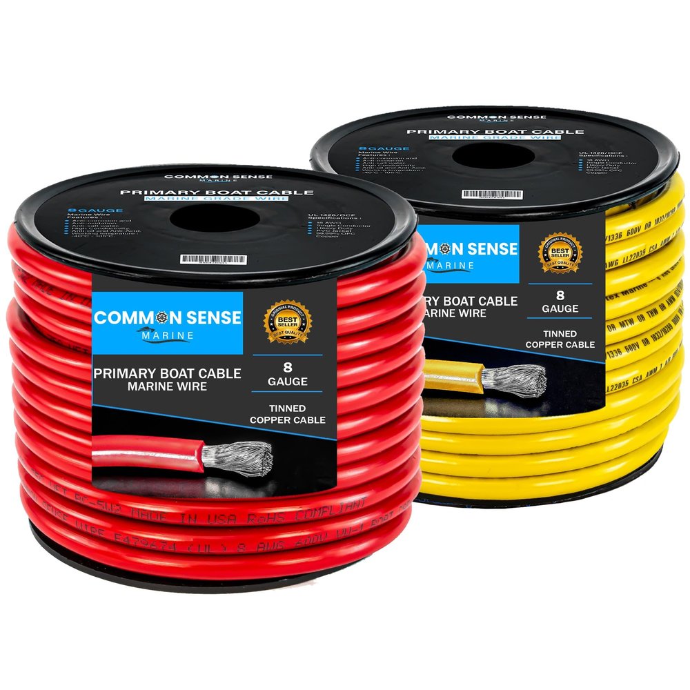 8 Gauge Primary Boat Cable - 60 ft Marine Grade Wire Tinned Oxygen-Free Copper - 8 AWG UL 1426 Standard PVC Wire for Boat, Automotive, Speakers, Camper & Trailers