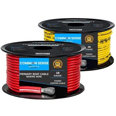 16 Gauge Primary Boat Cable - 60 ft Marine Grade Wire Tinned Oxygen-Free Copper - 16 AWG UL 1426 Standard PVC Wire for Boat, Automotive, Speakers, Camper & Trailers