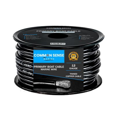 12 Gauge Primary Boat Cable - 60 ft Marine Grade Wire Tinned Oxygen-Free Copper - 12 AWG UL 1426 Standard PVC Wire for Boat, Automotive, Speakers, Camper & Trailers
