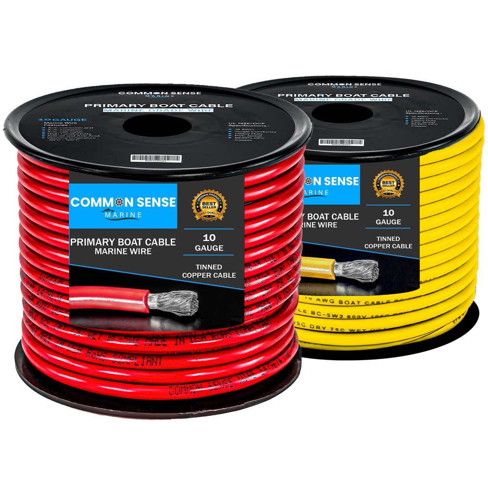 10 Gauge Primary Boat Cable - 60 ft Marine Grade Wire Tinned Oxygen-Free Copper - 10 AWG UL 1426 Standard PVC Wire for Boat, Automotive, Speakers, Camper & Trailers