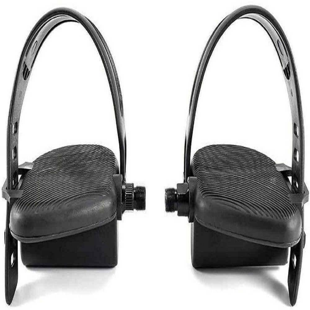 H.F Exchange Left & Right Foot Pedal Pair Set  Black | Exercise Bike Pedals with Adjustable Straps for Recumbent Bikes | Works with IMAGE 775 Weslo PURSUIT 310 CS - P/N 385958 385957