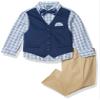 Nautica Boys' 4-Piece Vest Set with Dress Shirt, Bow Tie, Vest, and Pants, Khaki/Navy, 4 view 1