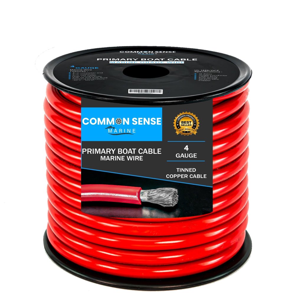 4 Gauge Primary Boat Cable - 60 ft Marine Grade Wire Tinned Oxygen-Free Copper - 4 AWG UL 1426 Standard PVC Wire for Boat, Automotive, Speakers, Camper & Trailers