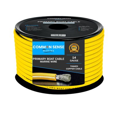 14 Gauge Primary Boat Cable - 60 ft Marine Grade Wire Tinned Oxygen-Free Copper - 14 AWG UL 1426 Standard PVC Wire for Boat, Automotive, Speakers, Camper & Trailers