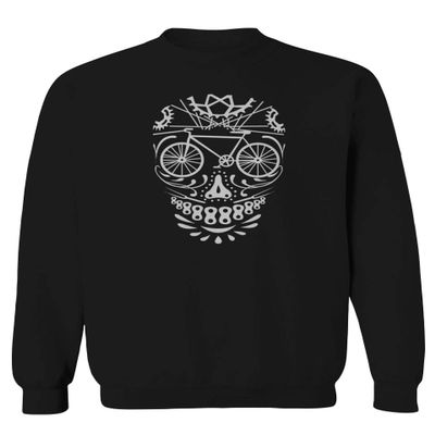 0305. Biker Skull Graphic Biking Mountain Bike Bicycle MTB Rider Men's Crewneck Sweatshirt (Black Small)