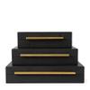 Kingflux Faux Black Shagreen Leather Set of 3 Pcs Decorative Boxes, Storage Boxes Jewelry Organizer, Men's Accessory Organizer (Black) view 1