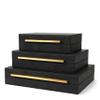 Kingflux Faux Black Shagreen Leather Set of 3 Pcs Decorative Boxes, Storage Boxes Jewelry Organizer, Men's Accessory Organizer (Black) view 2