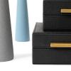Kingflux Faux Black Shagreen Leather Set of 3 Pcs Decorative Boxes, Storage Boxes Jewelry Organizer, Men's Accessory Organizer (Black) view 3