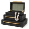 Kingflux Faux Black Shagreen Leather Set of 3 Pcs Decorative Boxes, Storage Boxes Jewelry Organizer, Men's Accessory Organizer (Black) view 4